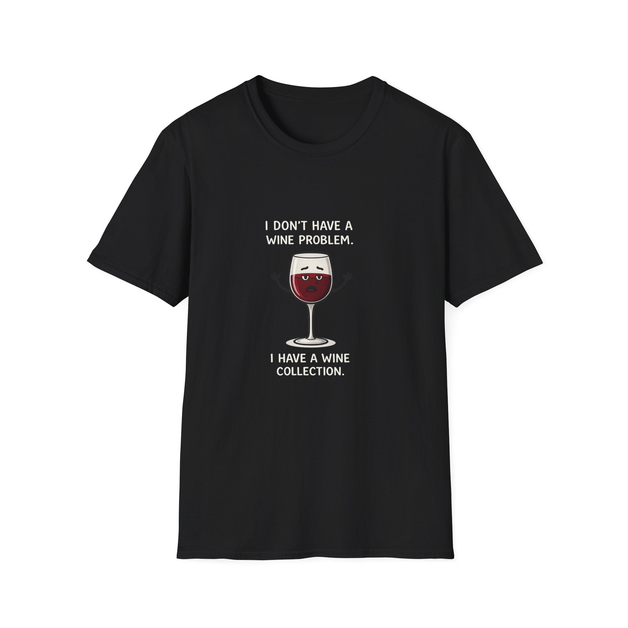 Wine Collection T-Shirt — Cute Cartoon Wine Glass "I Don't Have A Wine Problem" Tee